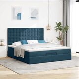  Otomanski okvir kreveta s madracima plavi 200x200cm baršunasti | shoptok.hr