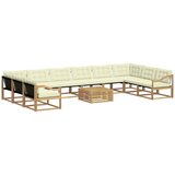 vidaXL Zunanja garnitura za sedenje z blazino 11 pcs Bela in krem, (5000282252) | Shoptok.si