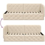 vidaXL Kutni okvir kreveta s uzglavljem Krema 90 x 200 cm tkanina | shoptok.hr