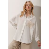 Trend Alaçatı Stili Shirt - White - Oversize Cene