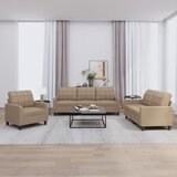  3-dijelni set sofa s jastucima boja cappuccina od umjetne kože | shoptok.hr