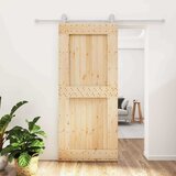  Klizna vrata Prirodna i bijela 90 x 210 cm Čvrsta borovina | shoptok.hr