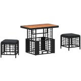  Vrtni set za objed 3 pcs Crna i Siva Poli Ratan i Drvo Akacije | shoptok.hr