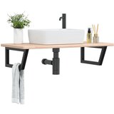  The Living Store Stenska polica za umivalnik jeklo in trdna hrastovina - Polica Za Umivalnik, (21554241) | Shoptok.si
