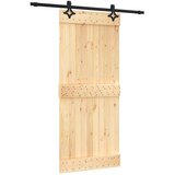  Klizna vrata Prirodna i crna 90 x 210 cm Čvrsta borovina | shoptok.hr