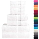 vidaXL Komplet brisač iz bombaža 8-delni bela 600 gsm 100 % bombaž | Shoptok.si