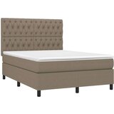  Box spring postelja z vzmetnico LED taupe 140x190 cm blago, (20893236) | Shoptok.si
