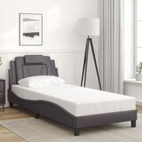 Maison Chic Posteljni okvir - Enojna postelja - Postelja za odrasle z vzglavjem siv 90x200 cm umetno usnje-J9676, (21768123) | Shoptok.si