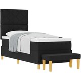 vidaXL vzmetnica na škatli z vzmetnico in klopjo Črna 80x200 cm Tkanina, (22082796) | Shoptok.si