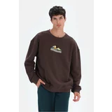 Dagi Dark Brown Men's Mountain Printed Sweatshirt