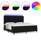  Box Spring Postelja z Vzmetnico & LED Črna 200x200 cm Tkanina, (22081261) | Shoptok.si