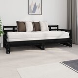 The Living Store Izvlečna dnevna postelja črna trdna borovina 2x(80x200) cm - Izvlečna Dnevna Postelja, (21509068) | Shoptok.si