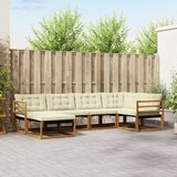  Set vanjskih sofa 6 kom. Prirodna i krem Čvrsto drvo akacije | shoptok.hr