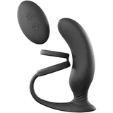 L- punjivi radio vibrator za prostatu s prstenom (crni)