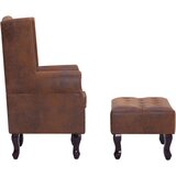 In chesterfield fotelj stolček za noge rjavo umetno semiš usnje | Shoptok.si