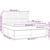  box spring s madracem LED ružičasti 160x200cm baršunasti | shoptok.hr