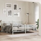 Maison Chic Kovinski Posteljni okvir - Dvoposteljna postelja - Zakonska postelja z vzglavjem in vznožjem bel 180x200 cm, (21697115) | Shoptok.si