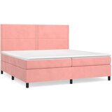  Box spring postelja z vzmetnico roza 200x200 cm žamet, (20893763) | Shoptok.si