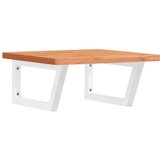  Zidna polica za umivaonik od čelika i masivne bukovine Smeđa 50 x 50 x 2.5 cm | Shoptok.si