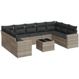 Maison Chic Seti vrtnega pohištva - Vrtna garnitura - Vrtni pohištvo set 10-delna z blazinami sv. siv poli ratan, (21819116) | Shoptok.si
