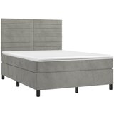  box spring s madracem LED svjetlosivi 140x190 cm baršun | shoptok.hr