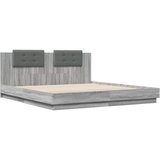  The Living Store Posteljni okvir z vzglavjem siva sonoma 160x200 cm inž. les - Posteljni Okvir, (21498871) | Shoptok.si