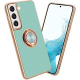Cadorabo Samsung v sijajni turkizni - Zlato z obročem silikonski/TPU ovitek z zaščito pred kamero in držalo magnetnega avtomobila, (20617764) Cene