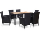  7-dijelni vrtni blagovaonski set od poliratana s jastucima crni | shoptok.hr