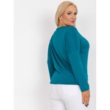 Fashion Hunters Plus size blouse made of marine viscose with a V-neck Elisa | shoptok.hr