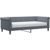 vidaXL Dnevna postelja z vzmetnico temno siva 90x190 cm žamet, (20937166) | Shoptok.si
