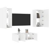 vidaXL 4-dijelni zidni TV elementi s LED bijeli od konstruiranog drva | shoptok.hr