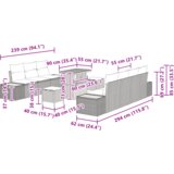 vidaXL set vrtne sofe od 10 dijelova s jastučićima sivi poli ratan štavljeni | shoptok.hr