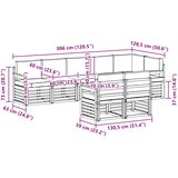  Set vanjskih sofa 8 pcs Bijela i bež 306 x 128,5 x 73 cm | shoptok.hr