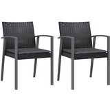 Maison Chic Vrtni stoli - Stol za vrt z blazinami 2 kosa črni 56,5x57x83 cm poli ratan JS2126, (21876929) | Shoptok.si