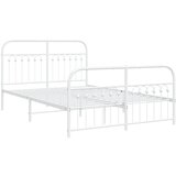 vidaXL Kovinski posteljni okvir z vzglavjem in vznožjem bel 140x200 cm, (21251325) | Shoptok.si
