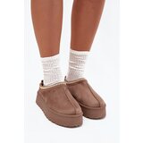 Boto Low Women's Snow Boots With Embroidery On Platform Dark Beige Narirya Cijene