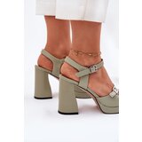 VINCEZA Ladies leather sandals on heel | shoptok.hr