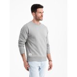Ombre BASIC men's sweatshirt with round neckline - grey Cene