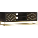 vidaXL TV omarica črna in zlata 120x30x40 cm trden mangov les | Shoptok.si