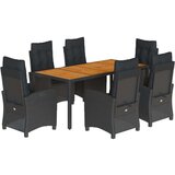 vidaXL 7-dijelni vrtni blagovaonski set s jastucima crni od poliratana | shoptok.hr