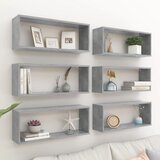 vidaXL kockaste zidne police 6 kom boja betona 60 x 15 x 23 cm iverica Cijene
