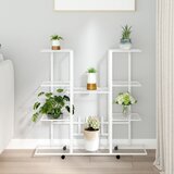 Maison Chic Stojalo za rože - Stojalo za cvetje s kolesi 94,5x24,5x91,5 cm belo železo, (21789037) | Shoptok.si