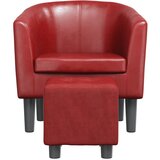  Fotelja od umjetne kože s osloncem za noge crvena boja vina | shoptok.hr