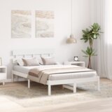 vidaXL Posteljni okvir z naslonjalom Bel 120x200 cm Trden borov les | Shoptok.si