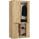AKORD Garderobna Omara, 4 Vrata In 4 Police, Hrast Artisan, (5000331721) | Shoptok.si