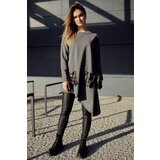 Fasardi Asymmetrical dress with dark gray chains | Shoptok.si