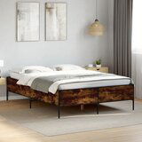 Maison Chic Posteljni okvir - Dvoposteljna postelja - Zakonska postelja dimljeni hrast 140x190 cm inž. les in kovina-J14283, (21773038) | Shoptok.si