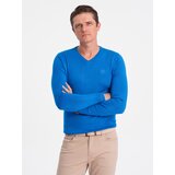 Ombre Elegant men's sweater with a v-neck - blue Cene