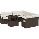  9-delni vrtni sofa set z blazinami rjava poli ratan | Shoptok.si