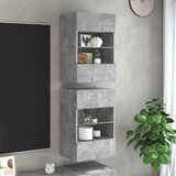  Zidni ormarići s LED svjetlima za TV 2 kom boja betona 40x30x60,5 cm | shoptok.hr
